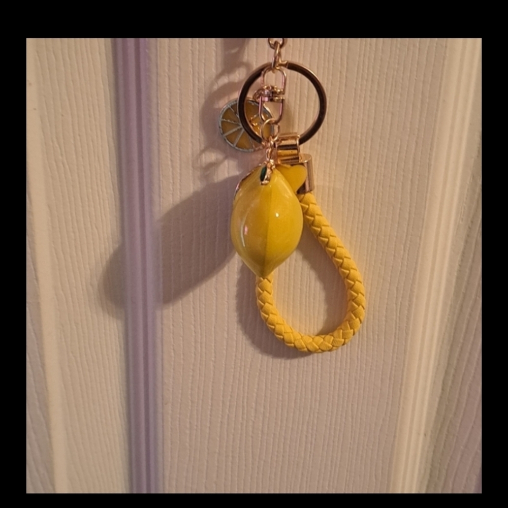 Yellow Lemon Charm Keychain NWT